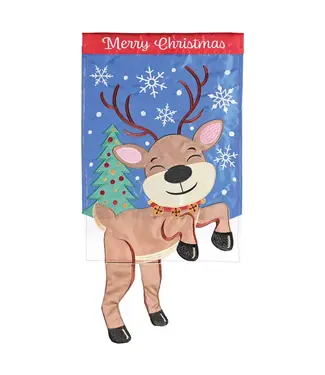 Magnolia Garden Merry Reindeer Garden Flag