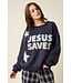 Cady Navy Jesus Saves Patchwork Sweatshirt