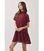 Susan Burgundy Floral Jacquard Dress