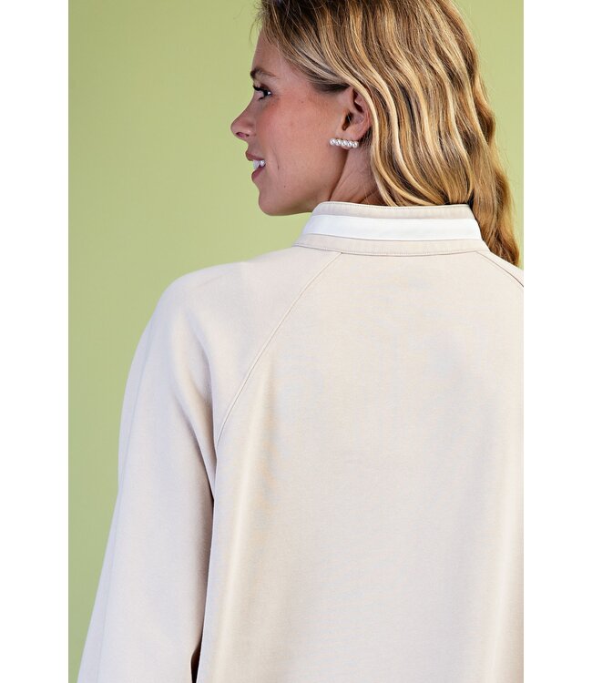 Ella Taupe Contrasting Striped Sweatshirt