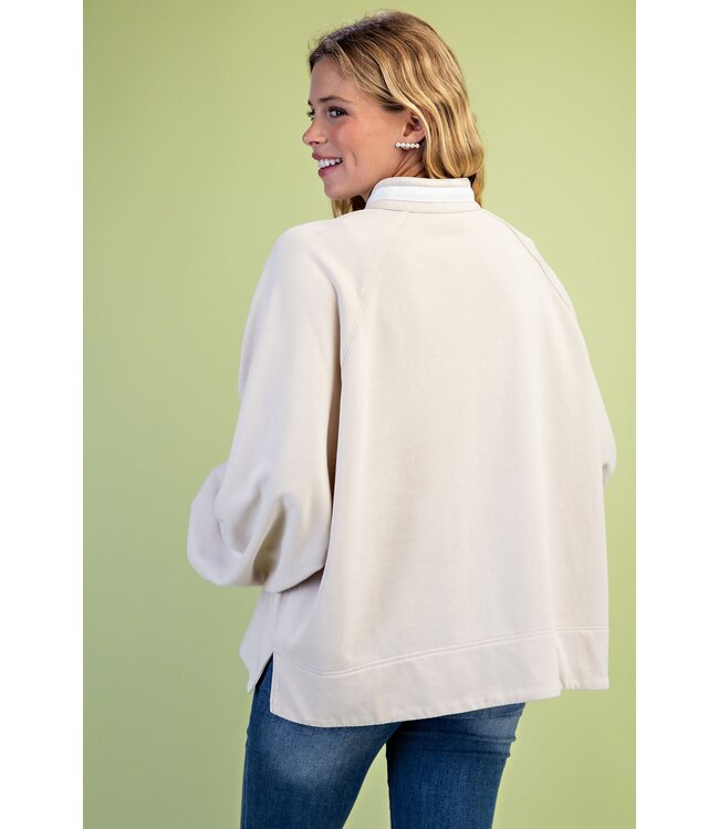 Ella Taupe Contrasting Striped Sweatshirt