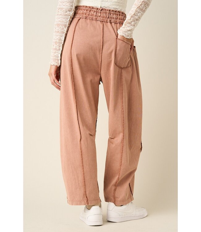 Kelsea Red Bean Mineral Wash Barrel Pants