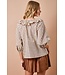 Corinne Brown Gingham Scalloped Top