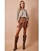Corinne Brown Gingham Scalloped Top