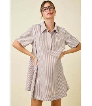 Day+Moon Sammie Chocolate Striped Swing Dress