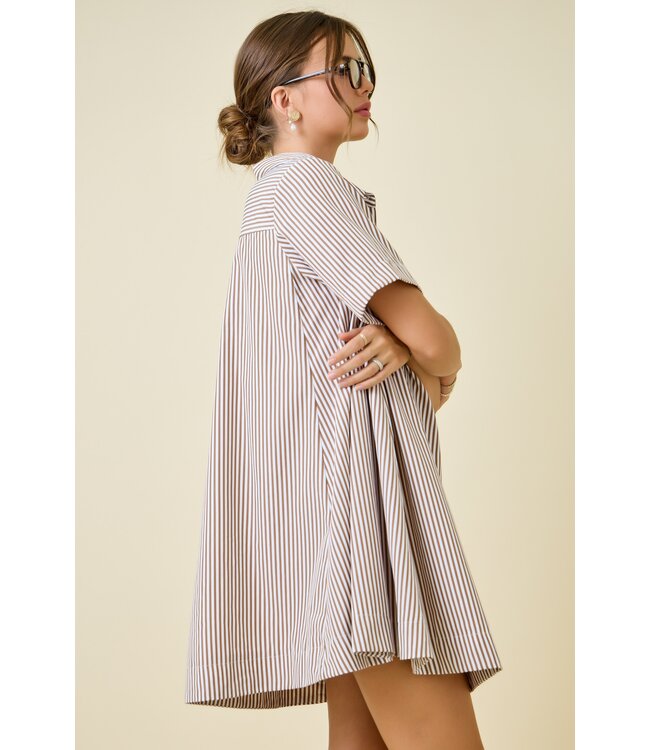 Sammie Chocolate Striped Swing Dress