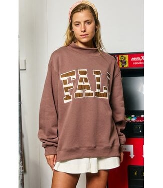 Bucket List Lucy Brown FALL Applique Embroidered Sweatshirt