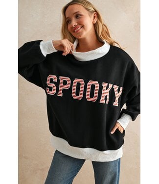 LovLov Kim Black SPOOKY Patchwork Sweatshirt