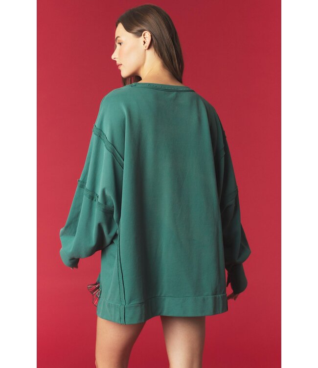 Lauren Vintage Green Christmas Patches French Terry Sweatshirt