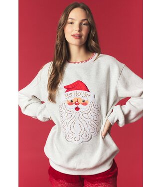 Peach Love California Mary Heather Grey Santa French Terry Sweatshirt