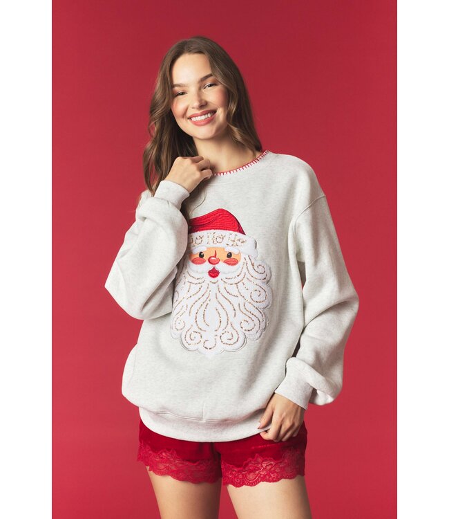 Mary Heather Grey Santa French Terry Sweatshirt