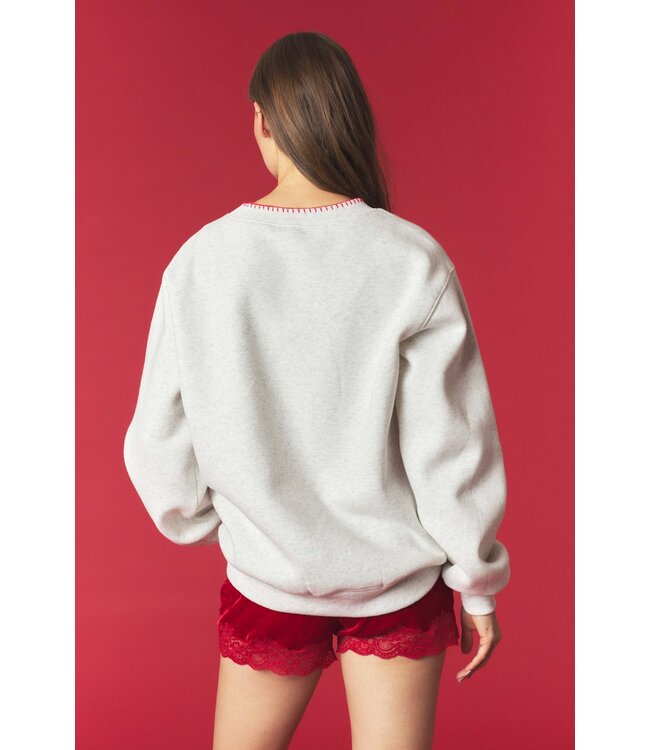 Mary Heather Grey Santa French Terry Sweatshirt