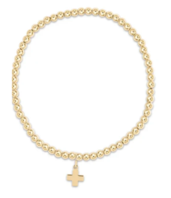 Enewton Classic Gold 2mm Bead Bracelet Cross Charm
