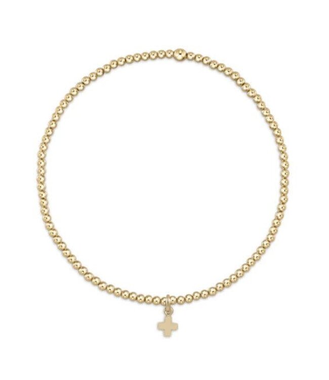 Enewton Classic Gold 2mm Bead Bracelet Signature Cross Charm