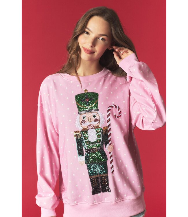 Karlee Pink Nutcracker Sequins Sweatshirt