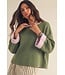 Margaret Olive Contrast Cuff Sweater