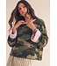 Suzy Pink Camo Contrast Cuff Sweater