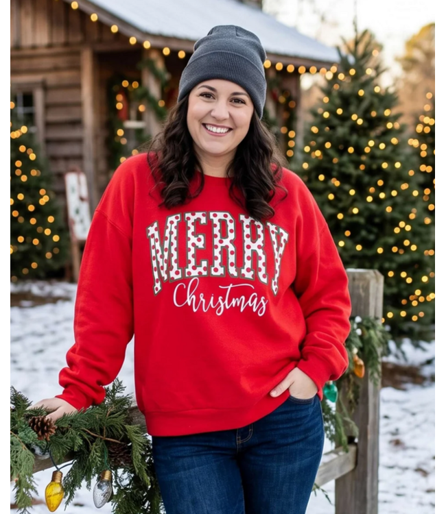 Janise Red Merry Little Dots Fleece Sweatshirt