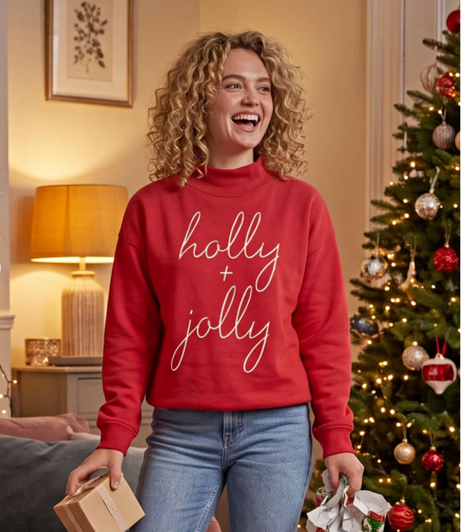 Holly Jolly Red Fleece Sweatshirt