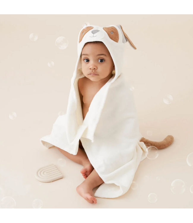 Tan Puppy Hooded Baby Bath Wrap