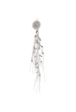 K&K Interiors 48IN Snowy Glittered Twig Swag w/Nest and Pinecones