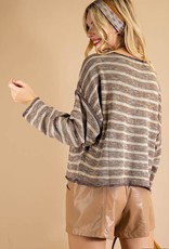 Kori America Striped Sweater in Brown/Taupe