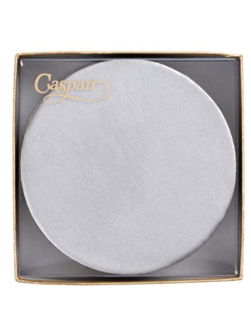 Caspari Round Luster Felt-Backed Coasters in Silver