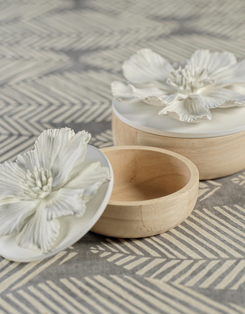 Zodax Cosmos Porcelain and Natural Wood Flower Box