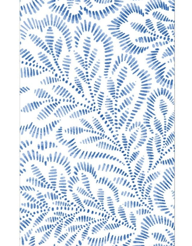 Caspari Block Print Leaves Paper Guest Towel Napkins in Blue