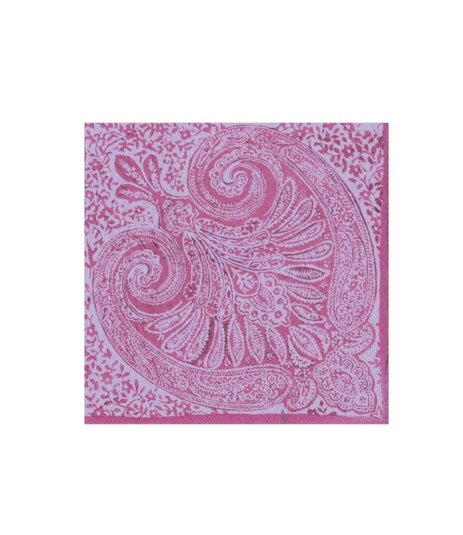 Paisley Medallion Paper Cocktail Napkins in Raspberry