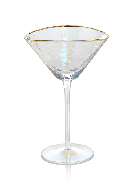 Zodax Aperitivo Triangular Martini Glass - Luster w/Gold Rim