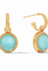 Julie Vos Fleur-de-Lis Hoop & Charm Earring Gold Iridescent Bahamian Blue Reversible