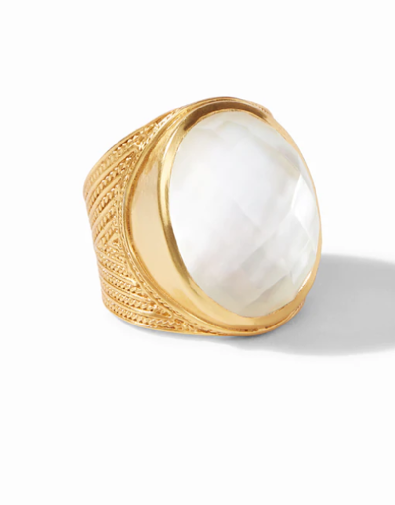 Julie Vos Verona Statement Ring Gold Iridescent Clear Crystal -Adjustable