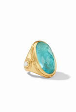 Julie Vos Cassis Statement Ring Gold Iridescent Bahamian Blue w/Pearl accents Size 8