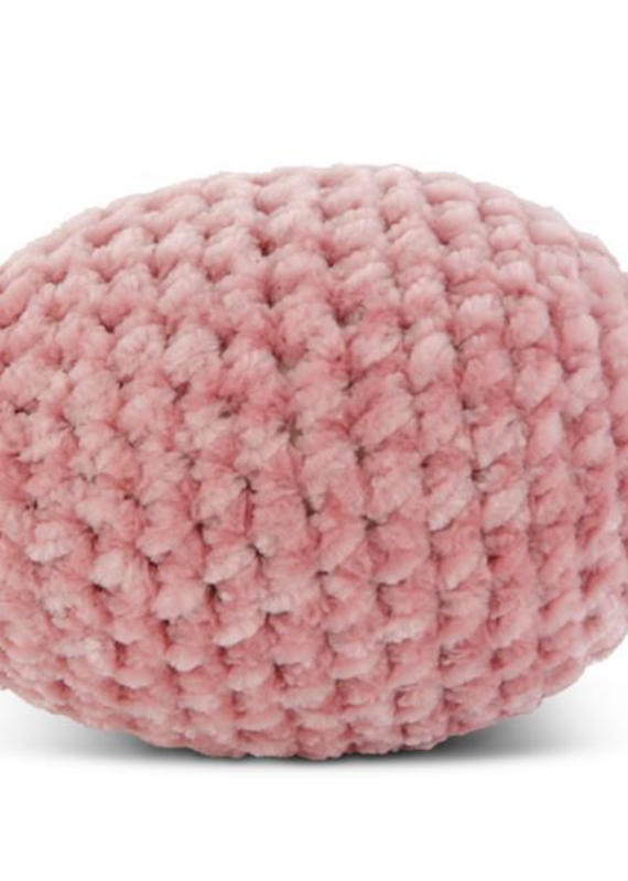 K&K Interiors 4.25 Inch Pink Crochet Easter Egg