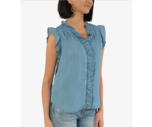 Dionne Sleeveless Ruffle Top - Red 