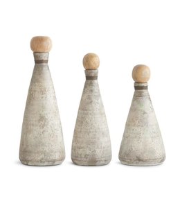 K&K Interiors Dusted Glass Bottles w/Wooden Toppers