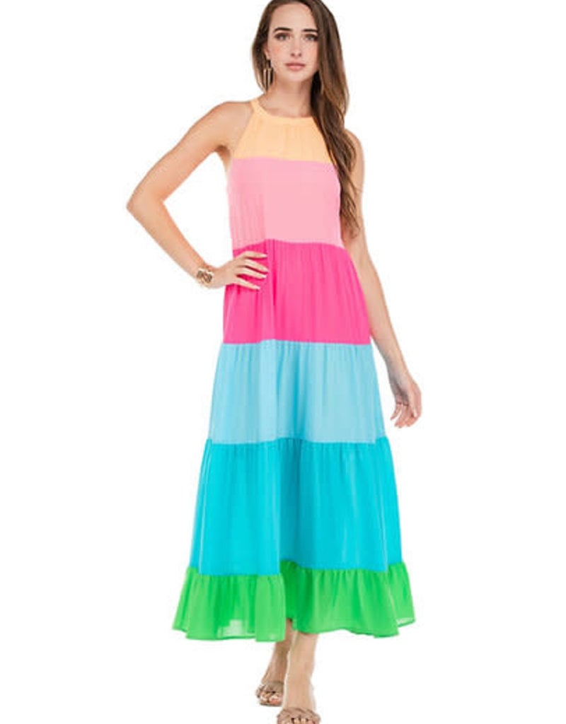 Jade Melody Tam Rainbow Tiered Maxi Dress