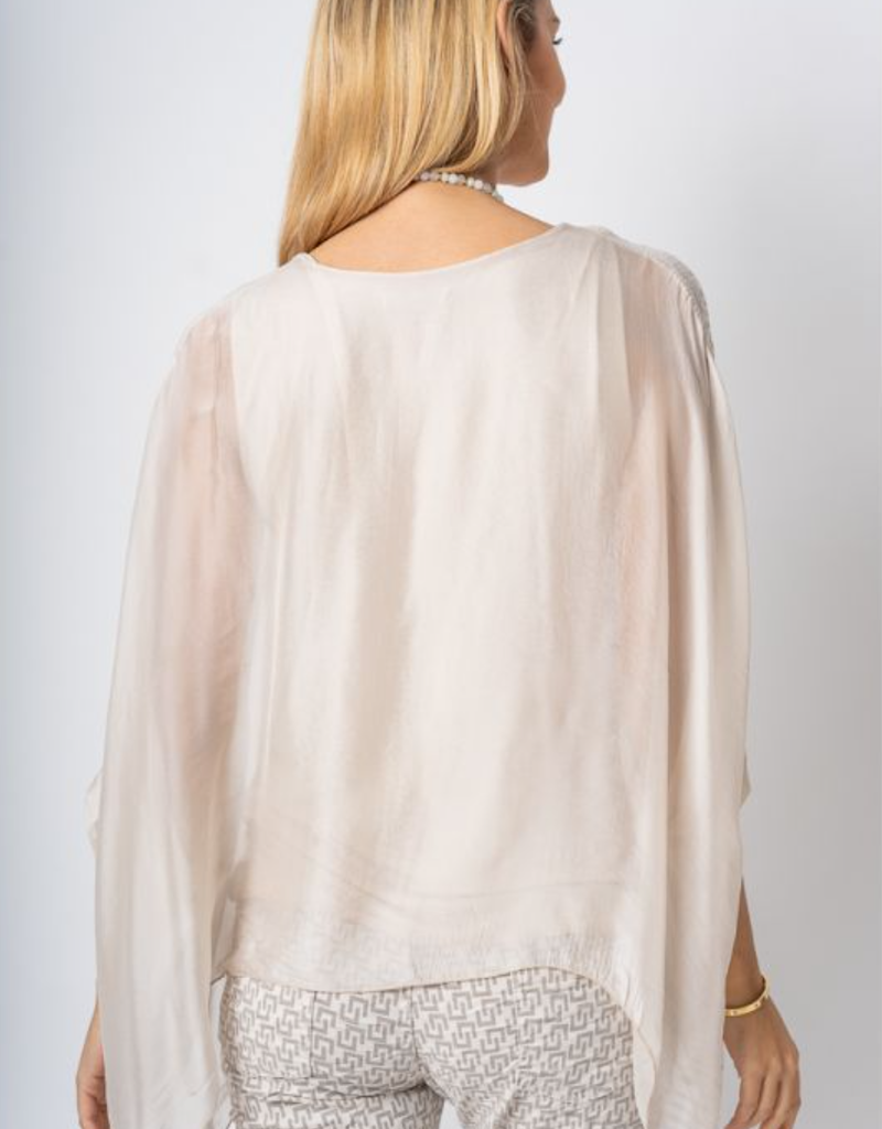 Look Mode/Mx California Silk Blouse w/Sequin Sleeve