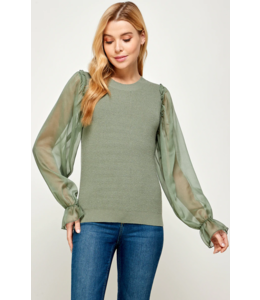 See and Be Seen Chiffon Sleeve Sweater Top