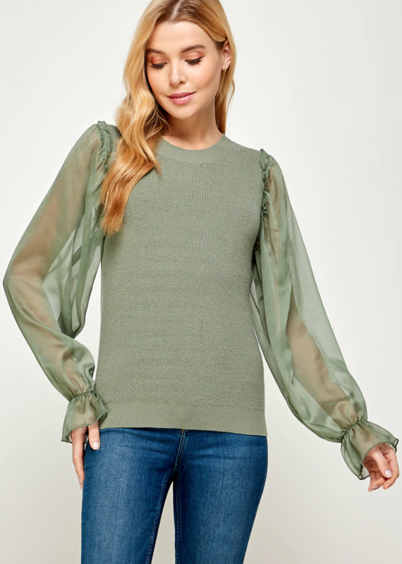 See and Be Seen Chiffon Sleeve Sweater Top