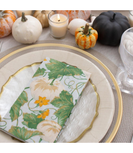 Caspari Heirloom Pumpkins Paper Guest Towel Napkins in Grey & White