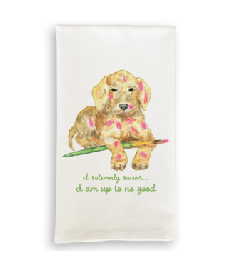 French Graffiti Artist Dog with Quote Dish Towel