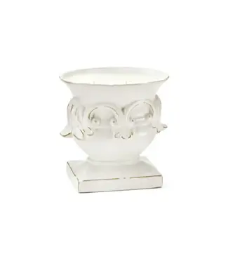 Nouvelle Candle Company Mademoiselle Large Oval Leaf White Urn