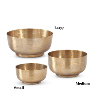 K&K Interiors Textured Antiqued Gold Footed Bowls