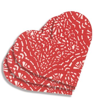Caspari Annika Heart Die-Cut Paper Linen Luncheon Napkins in Red