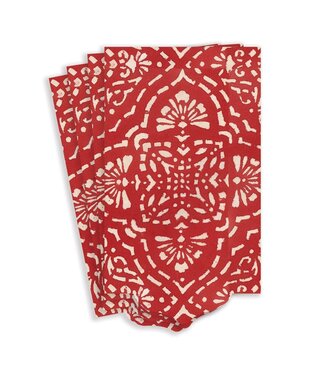 Caspari Annika Die-Cut Paper Linen Guest Towel Napkins in Red