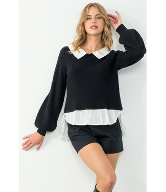 Collared Detail Sweater Top