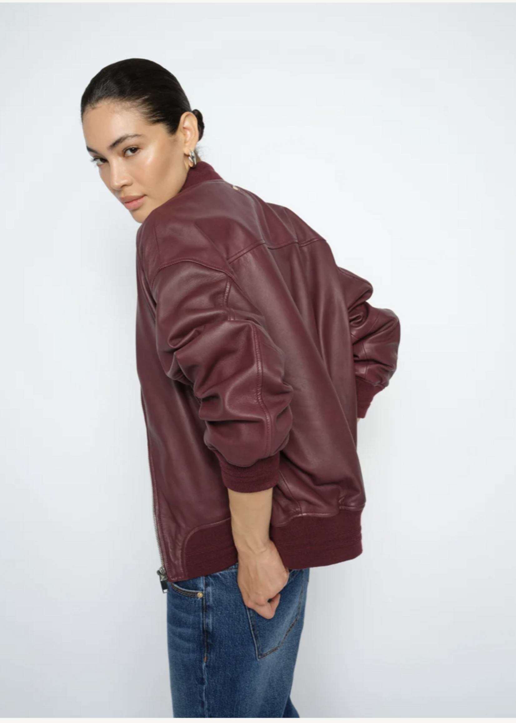 Mos Mosh Ruby Leather Bomber Jacket
