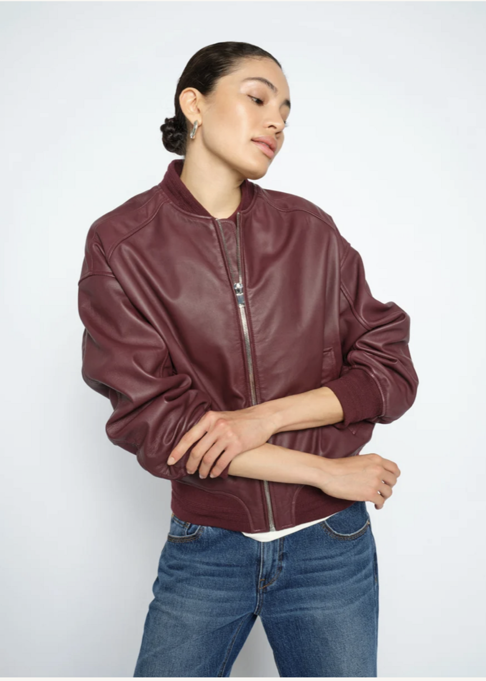 Mos Mosh Ruby Leather Bomber Jacket